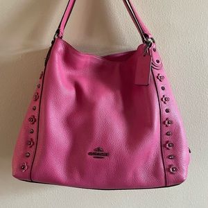 Hot Pink Coach Purse with Flowers and Metallic Studs Hard to Find!